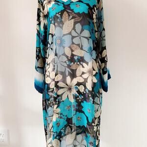 Vintage 60s/70s Floral Chiffon Dress Size L